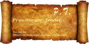 Preszburger Teodor névjegykártya